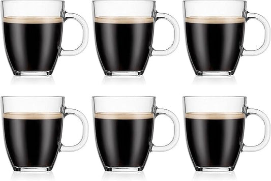 Bodum 12oz Bistro Coffee Mug Single-Wall Tempered Glass, 6 Pack, Clear