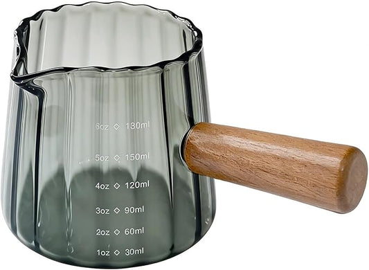 Espresso Measuring Cup with Handle, Espresso Pouring Cup, Espresso Shot Cup, 6oz Glass Measuring Cup For Coffee, Milk, Tea, Baking and Cooking (Gray 180ml)