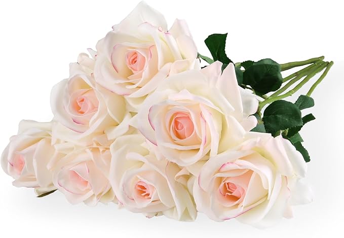 Eyamuno 7pcs Artificial Rose Fake Flowers Long Stem Fake Silk Real Touch Roses for DIY Wedding Party Table Centerpiece Home Decor
