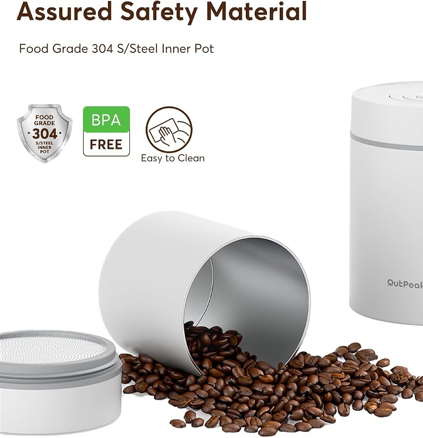 OUTPEAK Neo 2026 Auto Vacuum Coffee Canister, 0.5L for 4.6oz Coffee Beans, One-Button Operation, Small Airtight Coffee Canister with Scoop, Coffee Storage Container Stainless Steel (Champion's Choice)