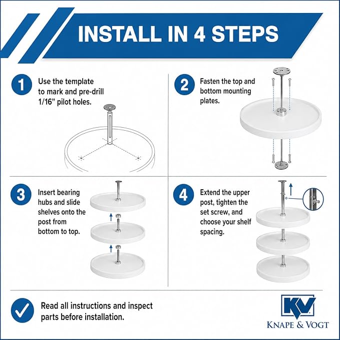Knape & Vogt 18-In 3-Tier Full-Round Lazy Susan, White