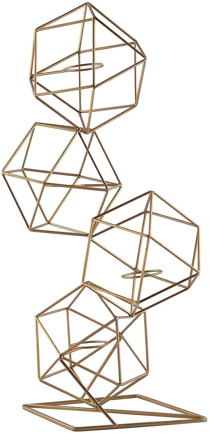 Efavormart 25.5" Tall Gold Geometric Candle Holder Set 4 Metal Geometric Centerpieces