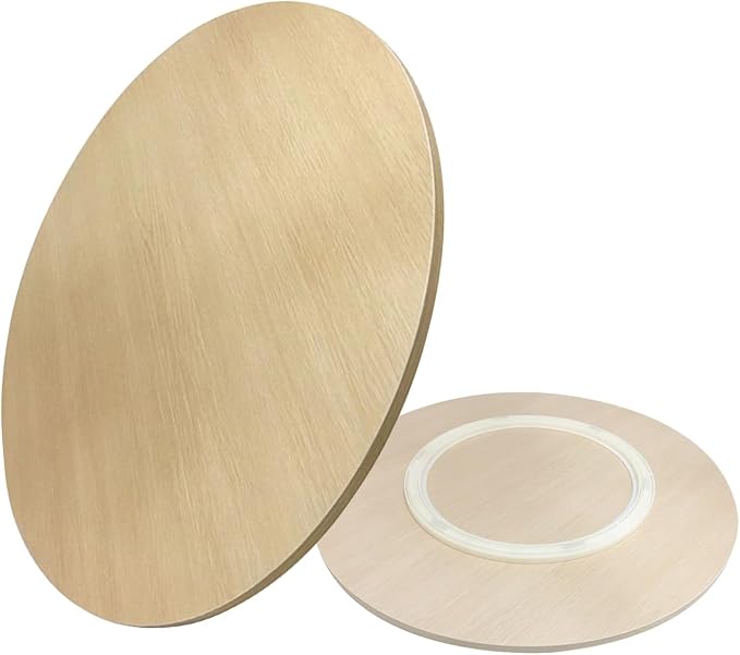 Dining Table Turntable Round Wooden Lazy Susan Serving Tray Large Ø50cm~100cm, 360° Rotating Tabletop Service Plate, Easy to Share Food, for Hotel Banquet Kitchen Swivel Plate(Wood,Ø50cm)