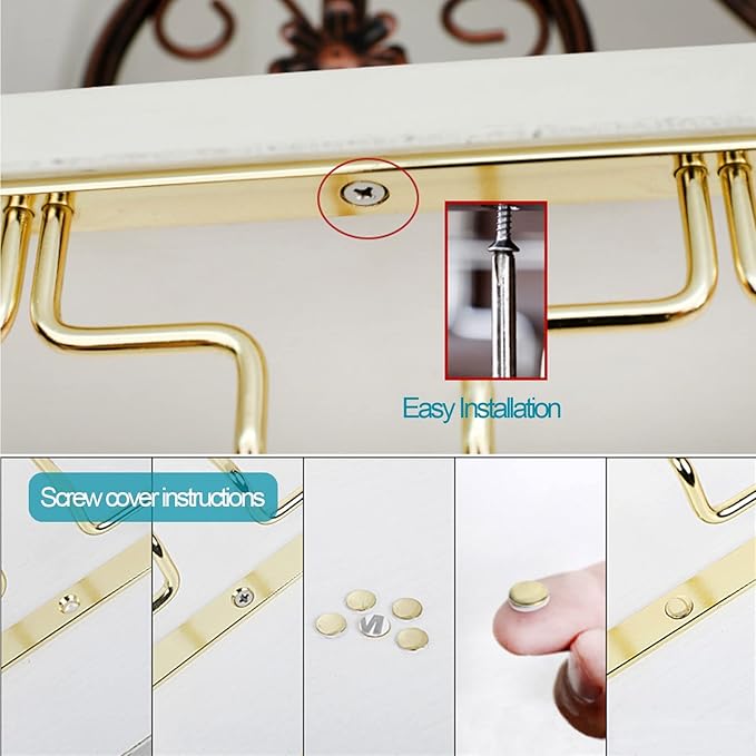 Gold Wine Glass Rack Hanging Metal 304 Stainless Steel Under Cabinet Shelf Stemware Racks Wine Champagne Goblets Holder for Kitchen Bar Pub (Size : 91x28x5.5cm)