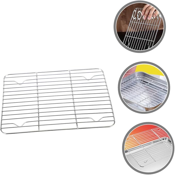 SOLUSTRE Stainless Steel Metal Cooling Rack Baking Rack for Oven for Cookies Bacon Cakes Heavy Duty 23x17cm