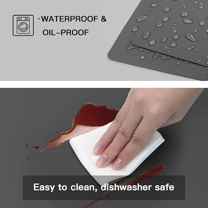 2MM Thick Silicone Countertop Mat, 35.4"x 23.6" Silicone Mats for Kitchen Counter, Nonslip Heat Resistant Mat, Large Kitchen Counter Mats, Waterproof Countertop Protector(Light Blue)