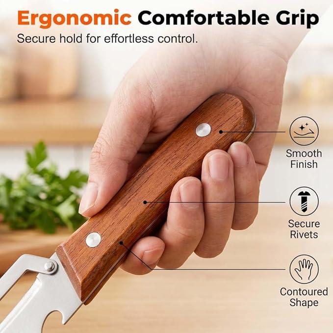 Multi-Functional Vegetable Peeler for Kitchen, 3 in 1 Stainless Steel Blade with Wooden Handle & Bottle Opener & Grater, Heavy Duty Peeler for Carrot Apple Pumpkin (1PCS)