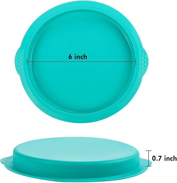 Webake Layer Cake Pans Set, 6 Inch Round Rainbow Baking Pans, Silicone Cake Mold for Jumbo Whoopie Pie, Vegetable Pancakes, Pizza Crust, Omelet, and Resin Craft (Set of 5)