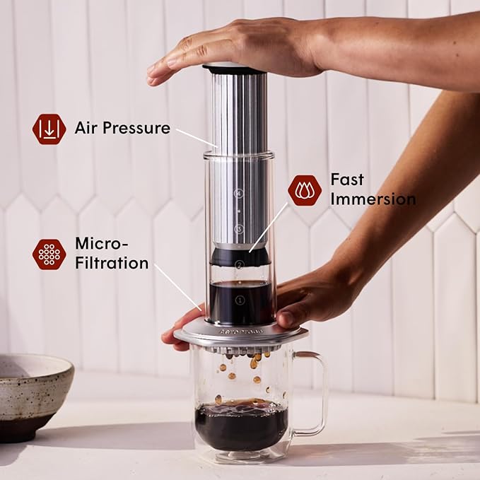 AeroPress Gold Tone Stainless Steel Reusable Filter – Durable Metal Coffee Filter, Sustainable, Eco-Friendly, Travel-Friendly, Fits Standard AeroPress Manual Coffee Makers