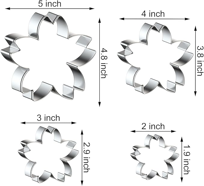 Cherry Blossom Flower Cookie Cutter Set - 4 Piece Sakura Cookie Cutters - Stainless Steel