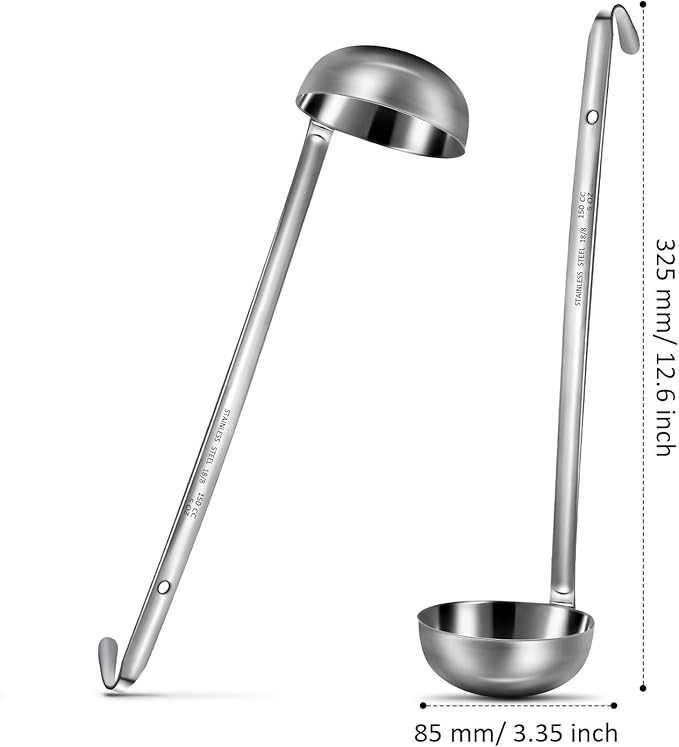 meekoo Stainless Steel Ladle Soup Handle Ladle with Pouring Rim for Kitchen Cooking Soup Sauce