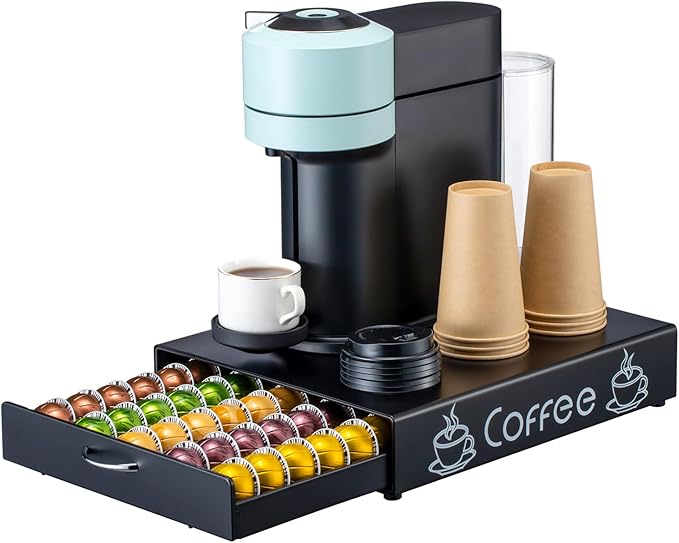 Nespresso Pod Holder Pod Drawer Cabinet Pod Storage Rack For Counter,13'' Wide by 16.5'' Deep by 3.5'' High (50 Pods)