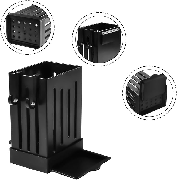 Wall Mounted Kitchen Cutlery Holder 4.7x3.3x2.4 Inch with Drip Tray Utensil Drying Rack Organizer for Spoons Forks Sponges Kitchen Sink Storage Box with Drain Pan(Black)
