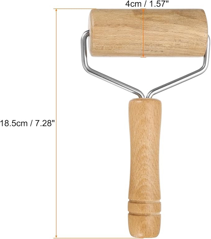 HARFINGTON Rolling Pin 7.28" x 1.57" Y-Maple Wood Handle Non-Stick Fondant Roller Dough Roller Rolling Pins for Baking Cookie Pastry Clay, Wood Color