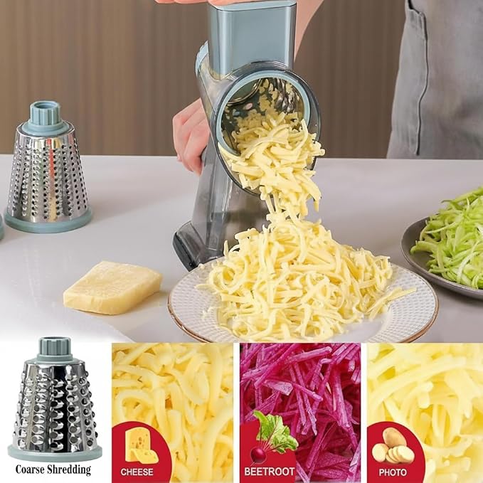 YOUCZON Rotary Cheese Grater Multi-Purpose Stainless Steel Cheese Shredder - Cheese Grater With Handle Effortless Grating of Carrots, Potatoes, Vegetables, and Fruits (blue)