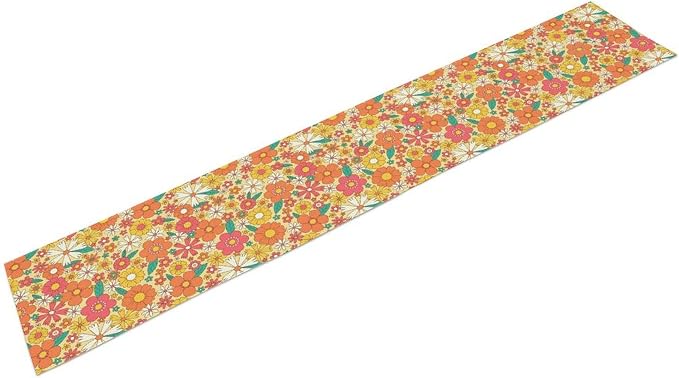 Retro 70s Floral Table Runner,Vintage Hippie Summer Groovy Daisy Flower Dinner Runner for Home Kitchen Dining Table Party Holiday Decor 13x70 Inch