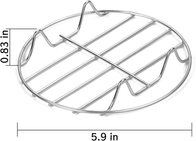 1 PC 5.9 Inch Round Cooking Rack, Stainless Steel Baking Cooling Steaming Grilling Rack, Fits Air Fryer Stockpot Pressure Cooker Round Cake Pan, Oven & Dishwasher Safe