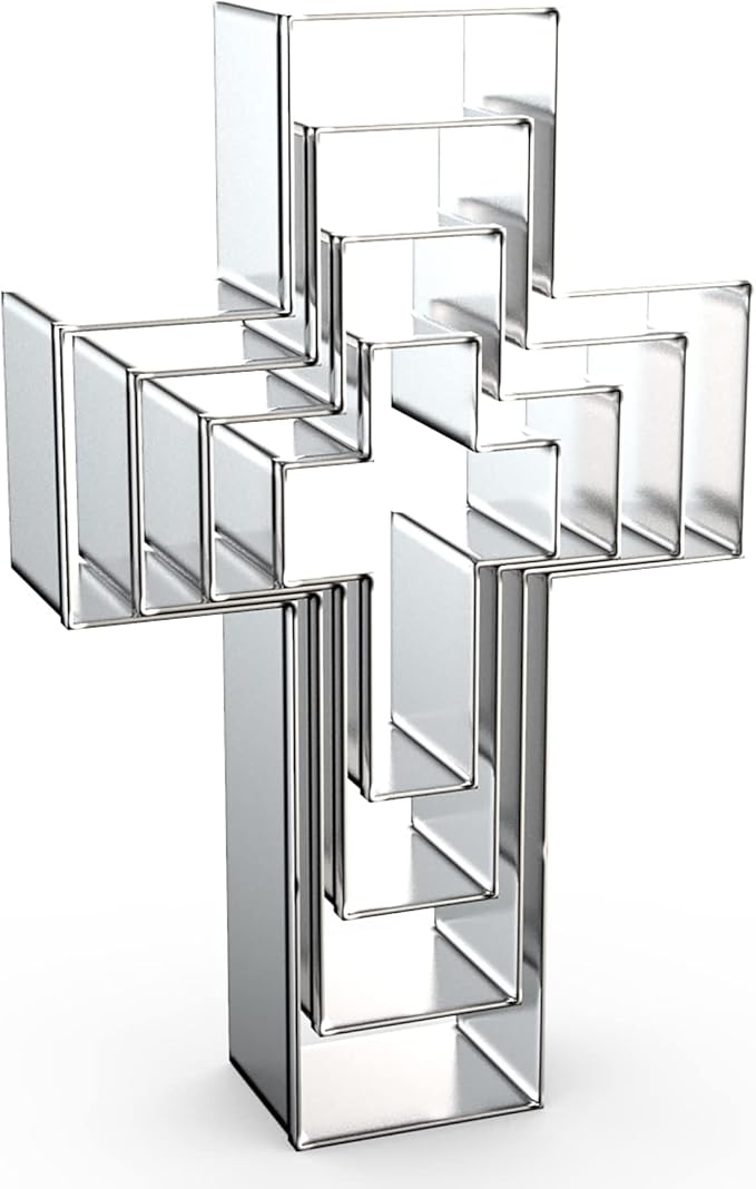Cross Cookie Cutter Set Assorted Sizes - 5 Inch, 4 Inch, 3 Inch, 2 Inch - Cross Shaped Cookie Clay Cutter Biscuit Fondant Mold for Christian Religious Baptism Christmas Easter - 4 Pcs Stainless Steel
