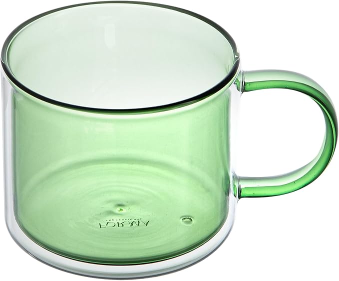Restaurantware Coffee Cups 2 Pack of 11 oz Double Wall Glass Insulated Coffee Cup Borosilicate Mug Thermal Shock Resistant Handle Modern Design
