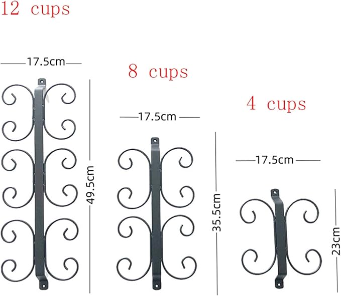 Iron Wine Glass Holder Shelf, Under Cabinet Stemware Rack, Hanging Glass Storage Hanger, Screw mounted, for Cabinet Kitchen Bar