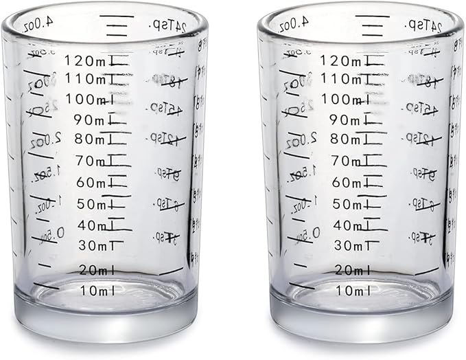 DS. DISTINCTIVE STYLE Measuring Cup 2 Pieces Shot Glass Measuring Cup with 4 Kinds of Measuring Scale for Small Amount Liquid (Black, 120ml)