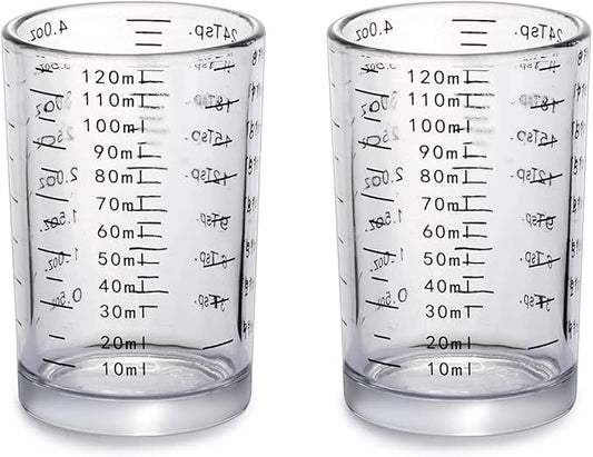 DS. DISTINCTIVE STYLE Measuring Cup 2 Pieces Shot Glass Measuring Cup with 4 Kinds of Measuring Scale for Small Amount Liquid (Black, 120ml)