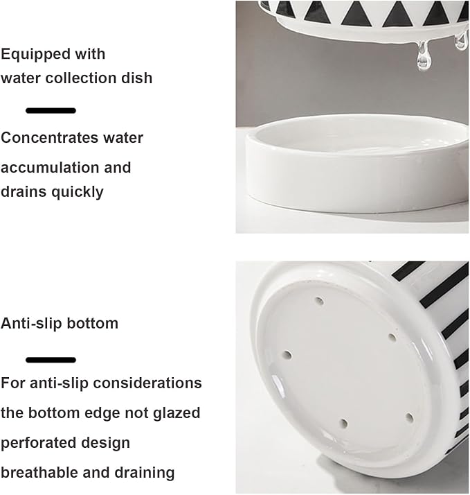 Dxcaicc Utensil Holder for Kitchen Counter, Ceramic Cooking Utensil Holder, Multiple Drain Holes Utensil Holder with Drain Tray, Kitchen Storage Tube Drain Rack,Wavy Pattern