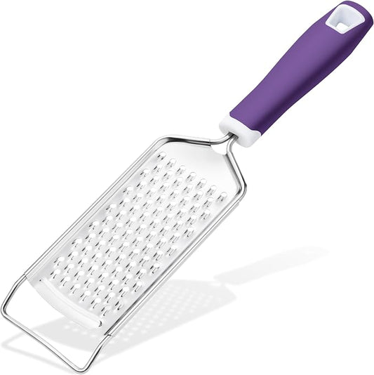 Rainspire Professional Cheese Graters for Kitchen Stainless Steel Handheld, Metal Lemon Zester Grater With Handle For Cheese, Chocolate, Spices, Kitchen Gadgets And Tools, Soft Grip Handle, Purple