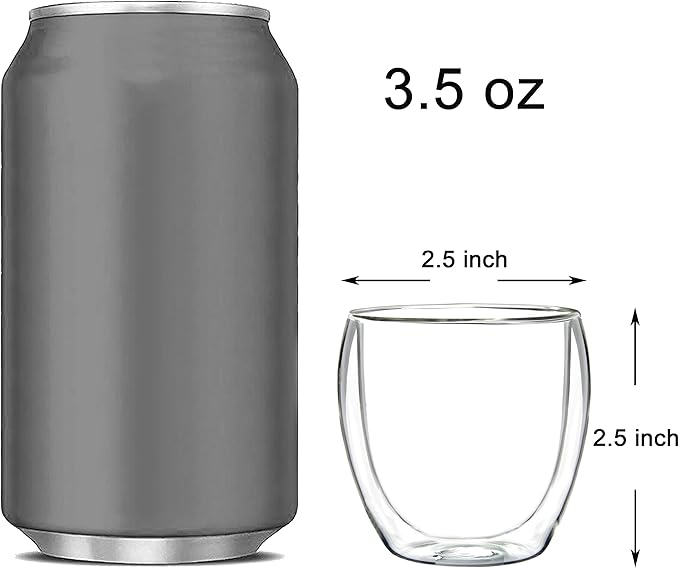 Youngever 4 Pack Espresso Cups, Double Wall Thermo Insulated Espresso Cups, Glass Coffee Cups (3.5 Ounce)