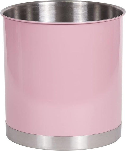 Creative Home Stainless Steel Utensil Holder– 7" Extra Large Cooking Tool Organizer for Kitchen Decor and Countertop Storage, Stable Anti-Tip Design, Durable Powder-Coated Finish, Pink