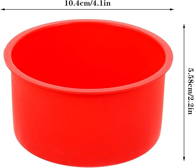4 Inch Silicone Mini Molds, Round Non-Stick Baking Molds - Reusable Cake Pan for Muffin, Cupcake, Layer, Cheese, Rainbow Cakes (Red, Set of 6)
