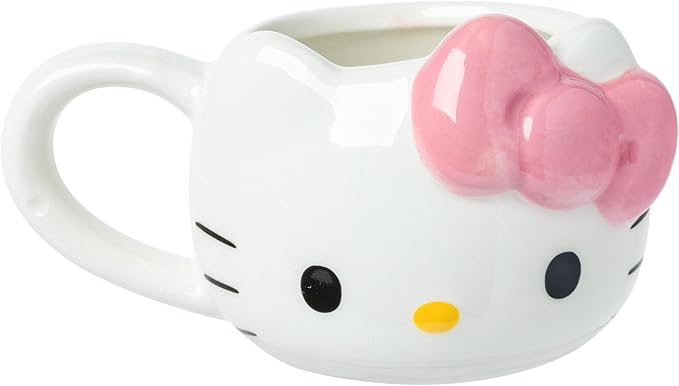 Silver Buffalo Sanrio Hello Kitty Different Color Bows 4 Pack 3D Sculpted Ceramic Mini Mug Set, Perfect as a Sugar, Cream, or Milk Set