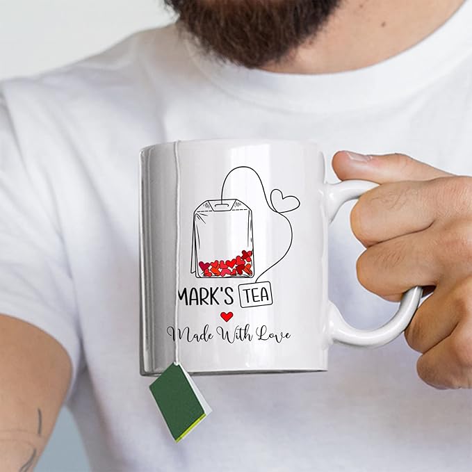 Personalized Couples Made With Love Mug Set, Couple Personalized Mug With Name, Customized Couple Set Coffee Mug, Cup Gifts For His And Hers, Custom Name Ceramic Mug Set Of 2, White 11oz Or 15oz