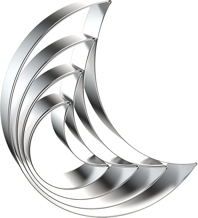 Crescent Moon Cookie Cutter Set - 5 inch, 4 inch, 3 inch, 2 inch - 4 Piece New Moon Cookie Cutters Shapes Molds - Stainless Steel