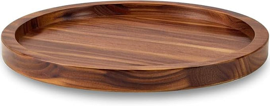 18" Acacia Wood Lazy Susan Organizer Kitchen Turntable for Cabinet Pantry Table Organization
