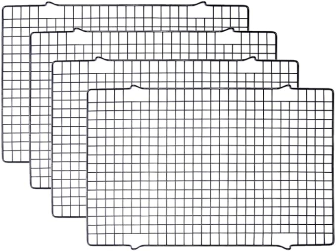 Tebery 4 Pack Black Heavy-Duty Wire Cooking Rack Baking Racks, Nonstick Baking & Cooling Grid for Roasting, Cooking, Grilling, Drying - 16" x 10"