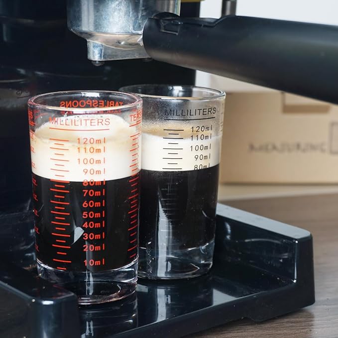 Measuring Cup 4 Ounce/120ML Shot Glass Liquid Heavy High Espresso Glass Cup (Red)