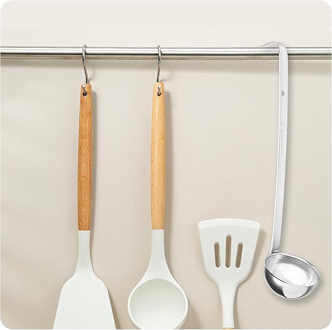 2Pcs 3oz Stainless Steel Soup Ladle, Long Handle Ladles with Pouring Rim for Cooking, Serving Soup, Sauce, Stew, Kitchen