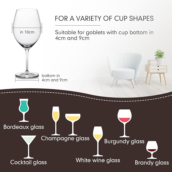 Potchen 4 Pack Wine Glass Holder Under Cabinet, Hanging Wine Glass Rack 3 Rows Stemware Rack Black Wine Glass Holder Shelf Wine Glass Storage Metal Organizer for Cabinet Kitchen Bar