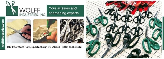 Wolff Professional Ergonomix Scissors/Shears Red, Offset - Made in USA Industrial, Fabric (Great for Large Hands)