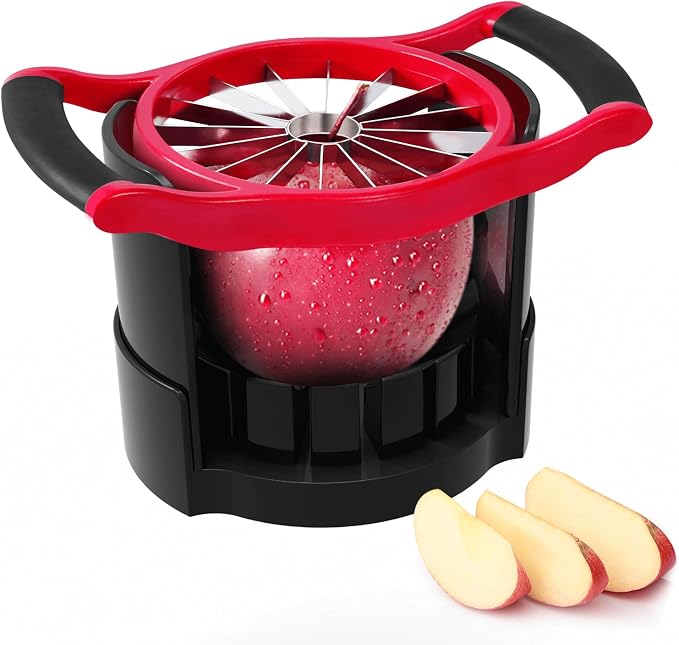 [Upgraded] Newness 5.12 Inch Large Apple Slicer, Cut 16 Thin Slices All the Way Through, HEAVY - DUTY Stainless Steel Apple Corer & Slicer for Fruits & Vegetables - Dishwasher Safe