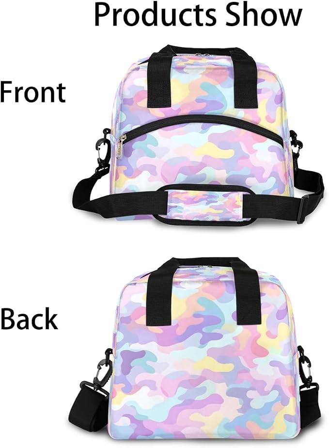 Pardick Colorful Camo Camouflage Insulated Lunch Bag for Women Leakproof Lunch Box Large Cooler Thermal Tote Bag with Shoulder Strap Meal Prep Bags for Work School Office Picnic Teen Girls Adult