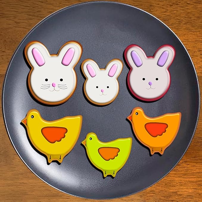 18 Pieces Easter Cookie Cutter Set - Bunny, Bunny Face, Rabbit, Egg, Chick, Carrot - Stainless Steel Easter Cookie Cutters - Large Cookie Cutters for Spring Holiday Baking