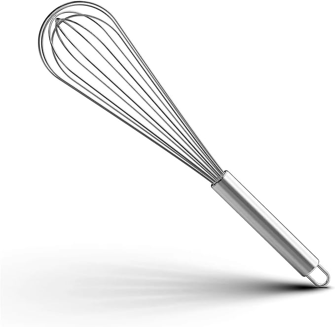 VIMACO® Balloon Whisk Stainless Steel 304 18/8 Wire Beater 8"10"12" Kitchen Cooking Tool No-Stick Compatible For Egg(10 Inch Silver)