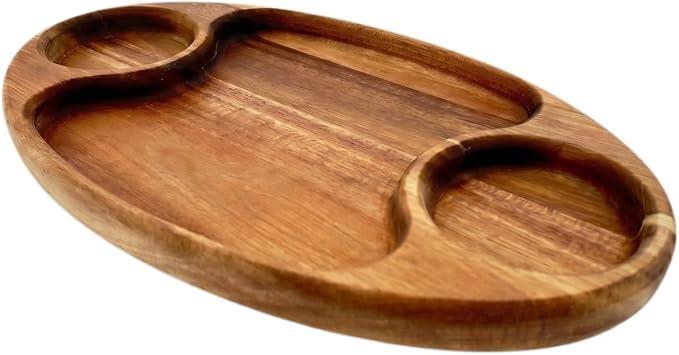 Acacia Natural Wood Chip & Dip Serving Tray Platter Party Appetizer Snack Salsa
