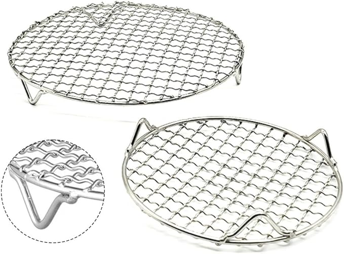 Cooling Rack Round Metal Trivets Holder Round Stainless Steel Cooling Rack 2pcs Baking Roasting Rack Airflow Design Oven Rack Steaming BBQ Cooking Accessories(15cm)