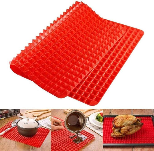 Top Pyramid Pan | 16 x 11 inches Large Red Pyramid/Raised Cone Shaped Healthy Silicone Mat for Cooking, Baking and Roasting | Superb Non-Stick Food Grade Silicone | Dishwasher Safe Series