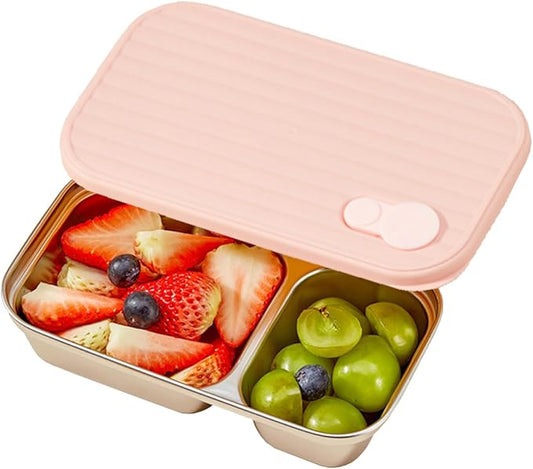 Stainless Steel Snack Containers Individual Household Food Container,Reusable Divided Food Storage Condiment Containers with Lids - Food Lunch Meal Prep Box for Travel Camping (2 Compartment)