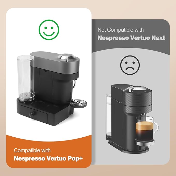 Riser Stand for Nespresso Vertuo Pop+, with Coffee Pod Drawers Organizer - Elevated Base Fits Tall Mugs (Up to 7.48" H), Coffee Station for YETI Rambler & Stanley 20oz Cups - For Pop+ ONLY (Not Pop)
