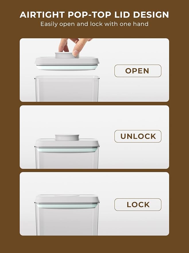 Airtight Food Storage Containers with Lid, 4-Pack 4.22Qt Large Stackable Pantry Organizers with Measuring Scoops, BPA-Free Containers for Rice, Flour, Baking Supplies, Snacks & Laundry Pods
